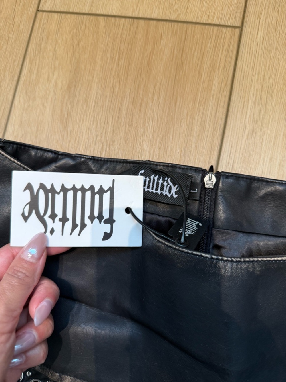 Fulltide Faux Leather Fringe Mini Skirt - Picture 2 of 4